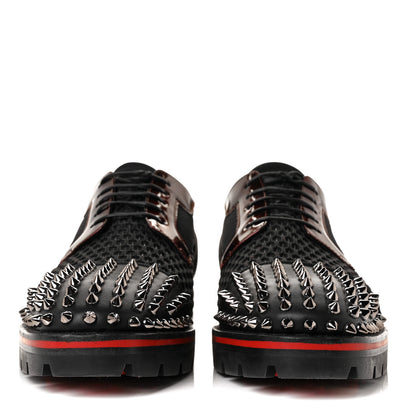 Christian Louboutin Calfskin Neoprene Lurex Studded Mens Luis Cap Toe Derby Oxfords 41 Black Silver 2 of 7