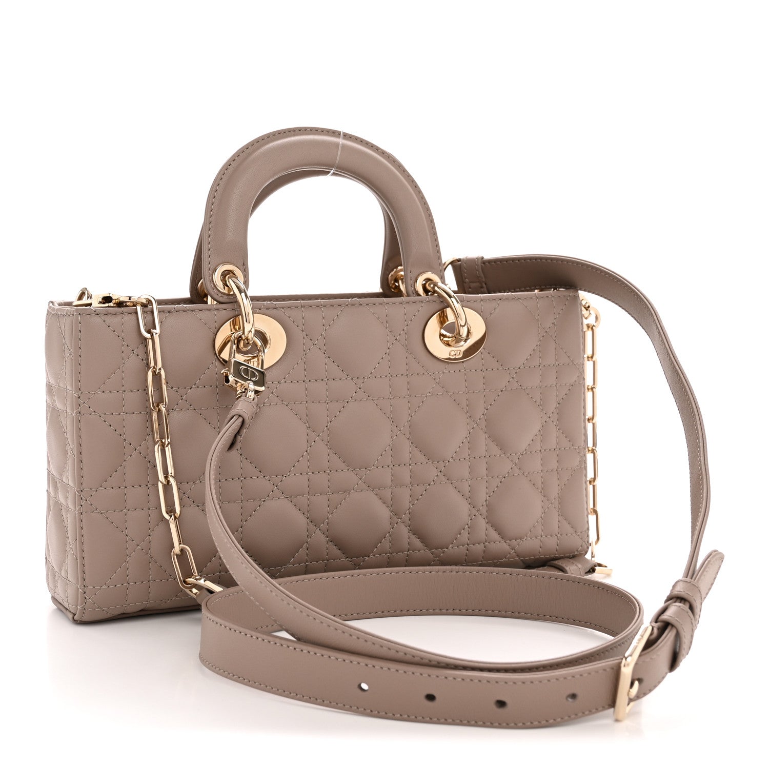 Christian Dior Lambskin Cannage Medium Lady D-Joy Warm Taupe 3 of 11