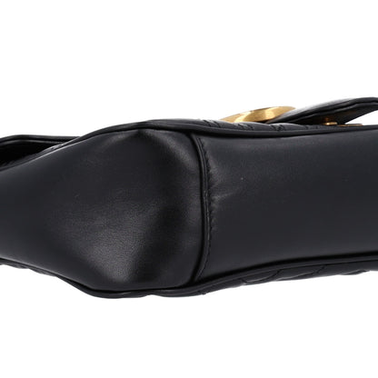 Gucci Calfskin Matelasse Small GG Marmont Shoulder Bag Black 10 of 11