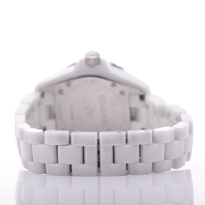 Chanel Stainless Steel Ceramic Diamond 33mm J12 Quartz Watch White 4 of 6