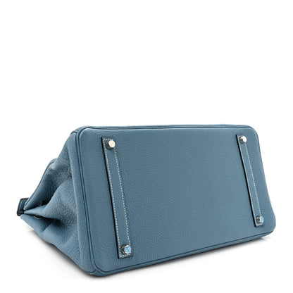 Hermes Taurillon Clemence Birkin 35 Blue Jean 3 of 19