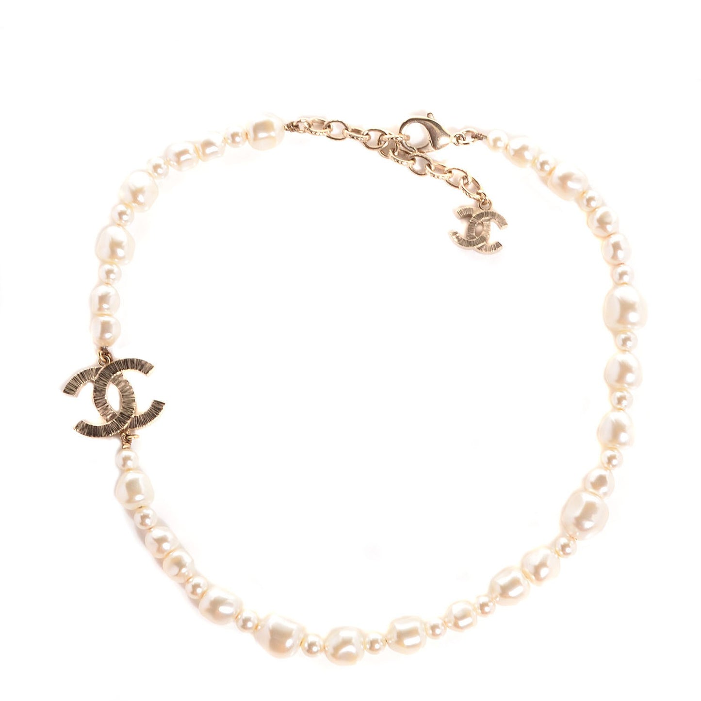 Irregular Pearl CC Short Necklace Gold