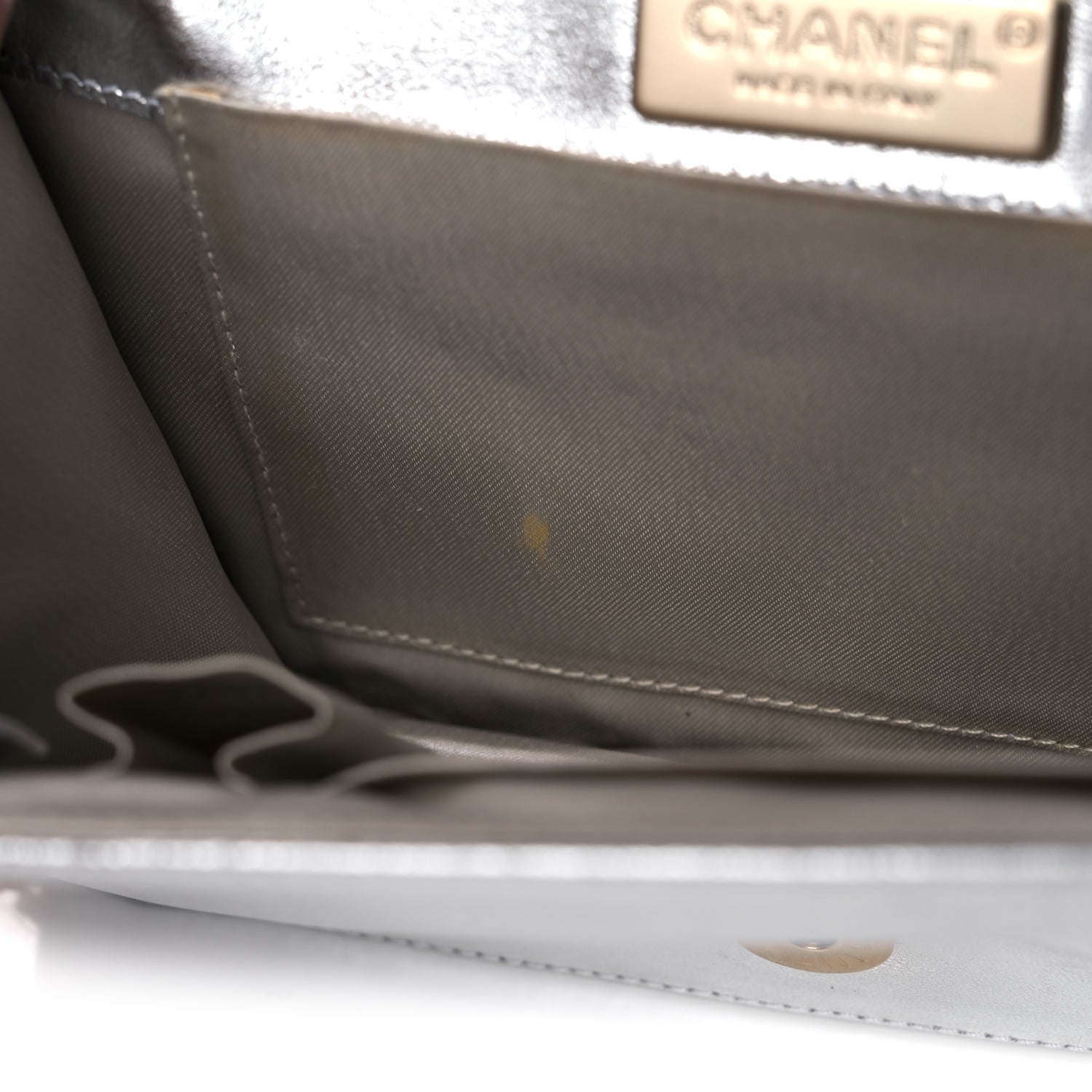 Chanel Metallic Lambskin Sac Pochette Argent 13 of 17