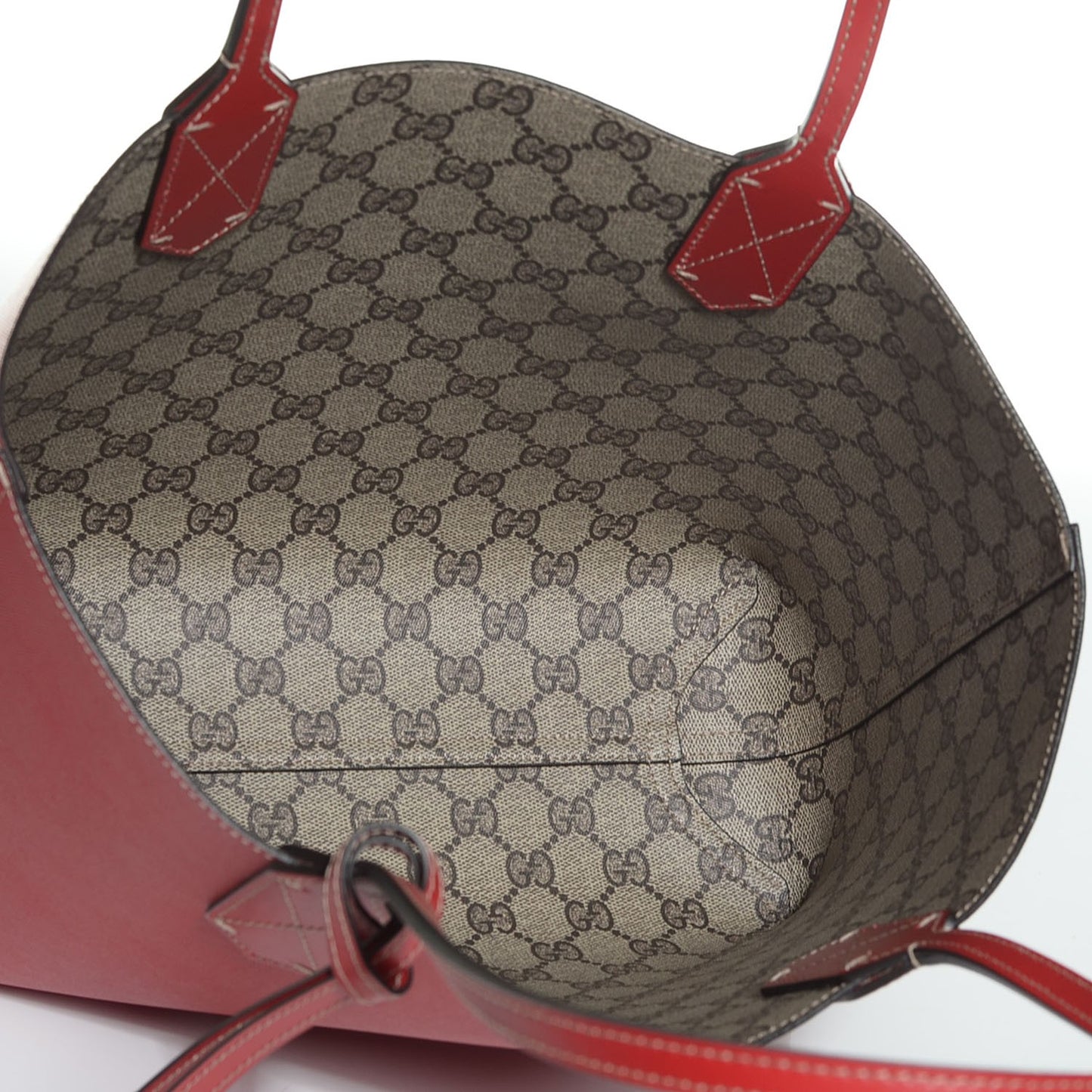GG Supreme Monogram Small Reversible Tote Beige Red