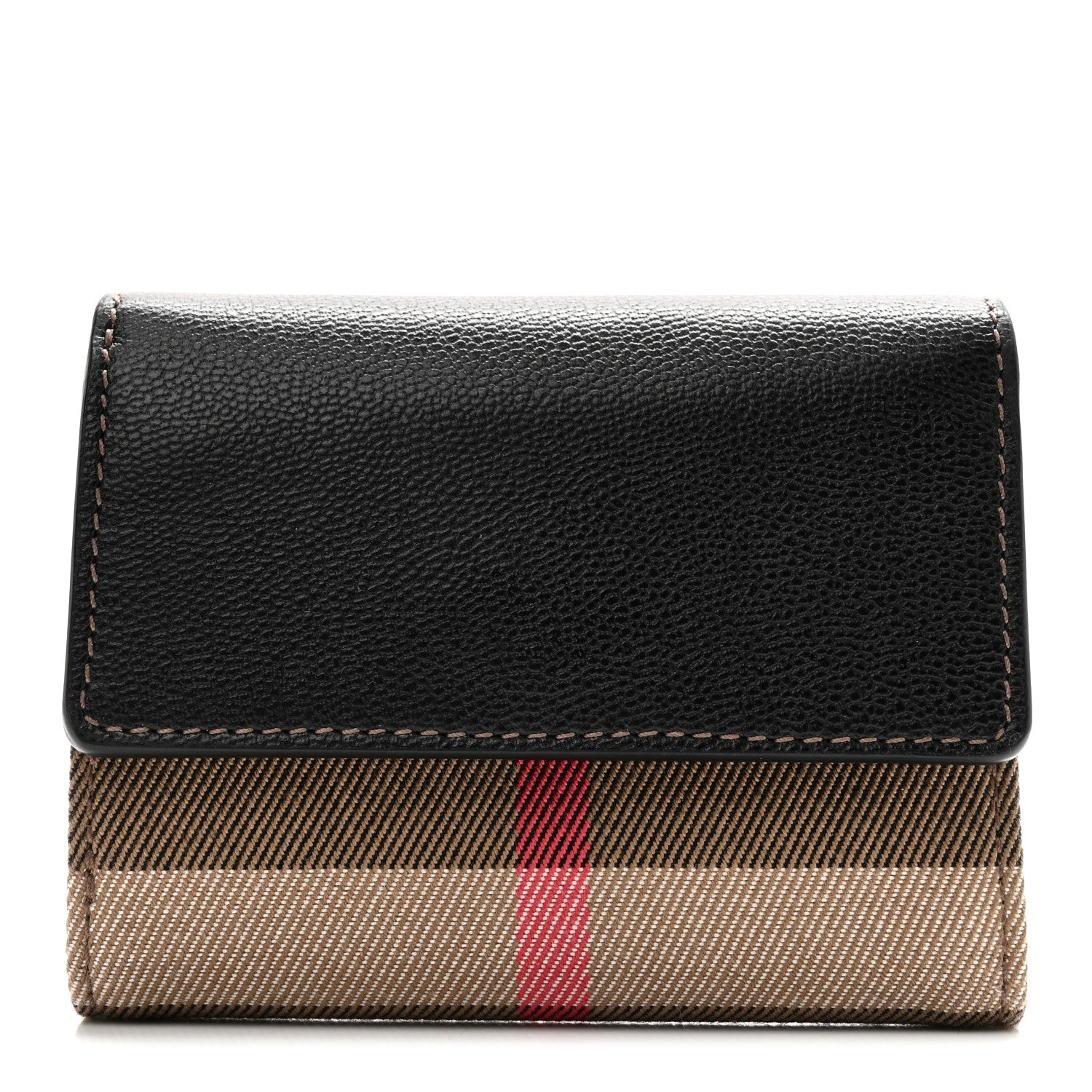 Burberry Grainy Calfskin Vintage Check Small Envelope Wallet Black 1 of 8
