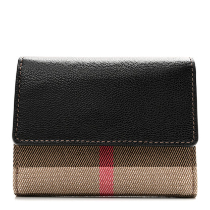 Burberry Grainy Calfskin Vintage Check Small Envelope Wallet Black 1 of 8