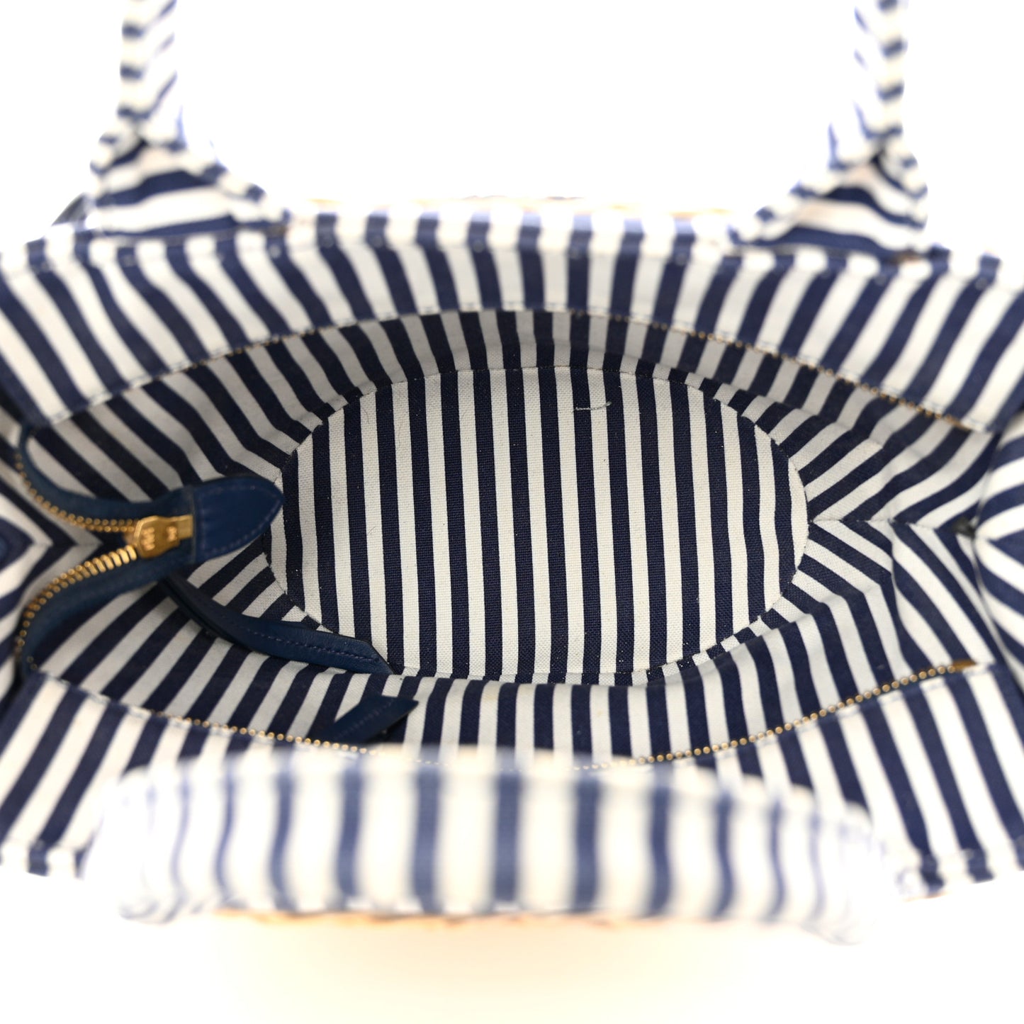 Wicker Canvas Shoulder Bag Naturale Bluette