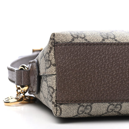Gucci GG Supreme Monogram Textured Dollar Calfskin Web Small Ophidia Dome Shoulder Bag Beige Ebony New Acero 6 of 7