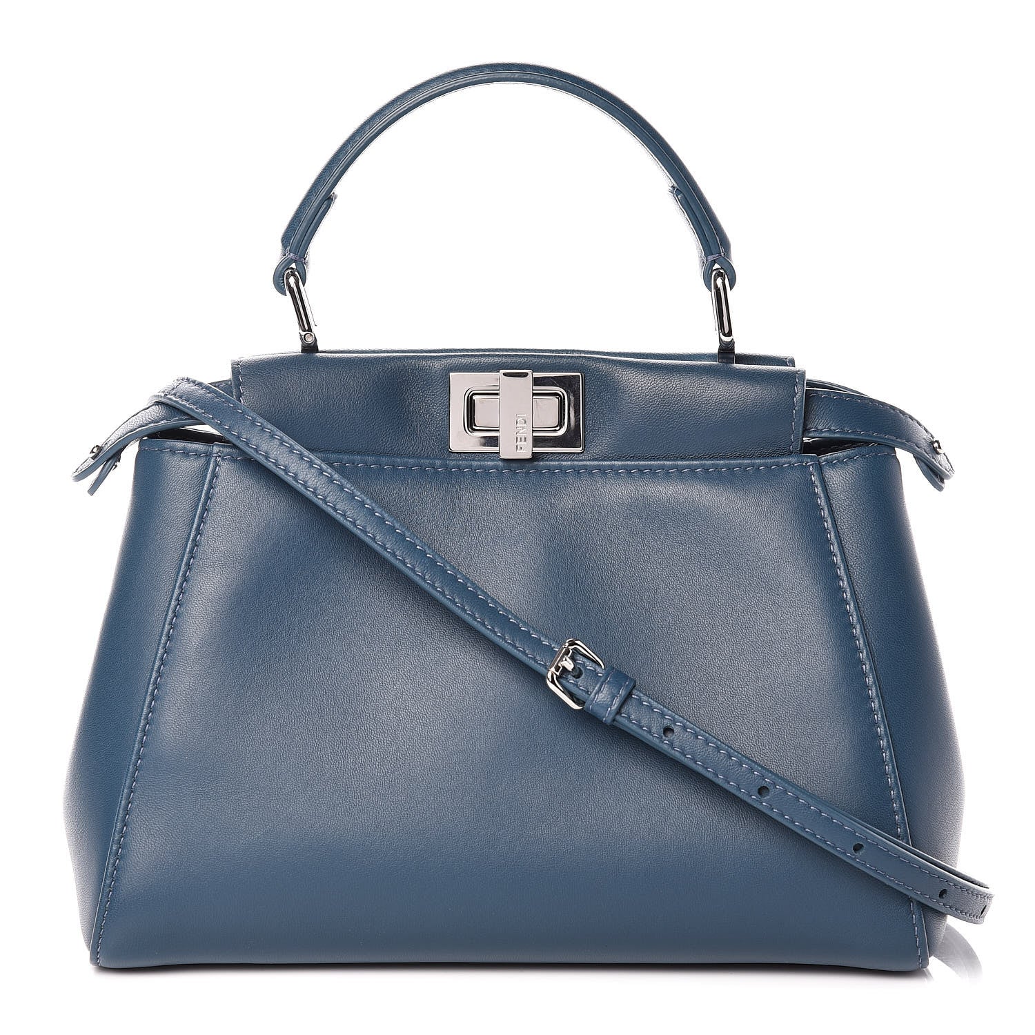Fendi Nappa Mini Peekaboo Iconic Satchel Pavone 1 of 11