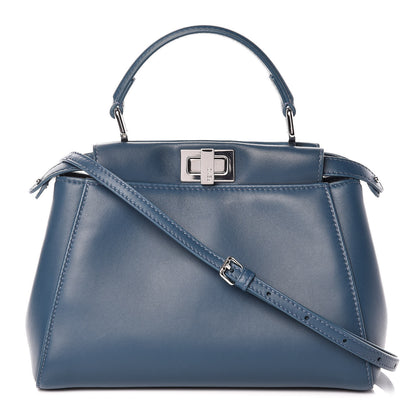 Fendi Nappa Mini Peekaboo Iconic Satchel Pavone 1 of 11