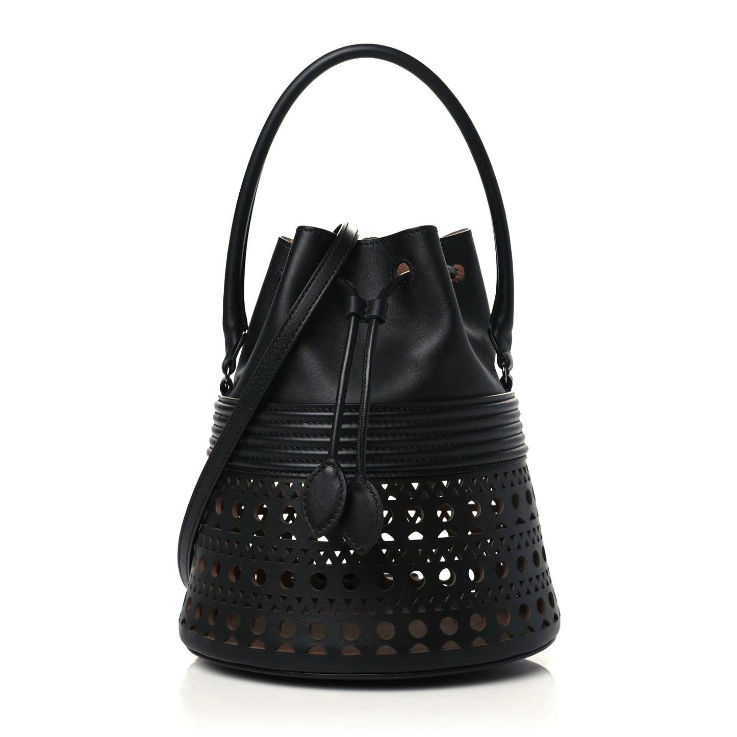Calfskin Laser Cut Corset 19 Bucket Bag Black
