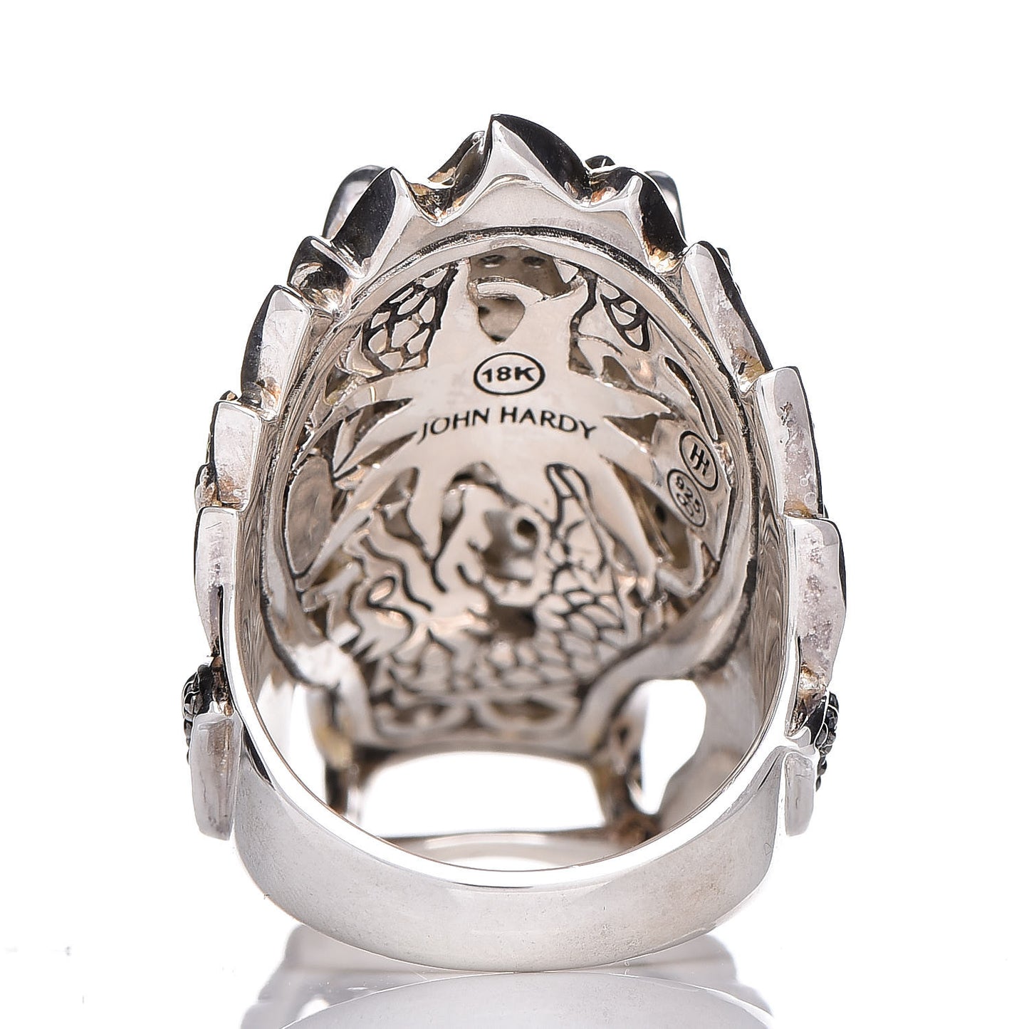 Sterling Silver 18K Yellow Gold Ruby Black Sapphire White Sapphire Naga Head Ring 54 7
