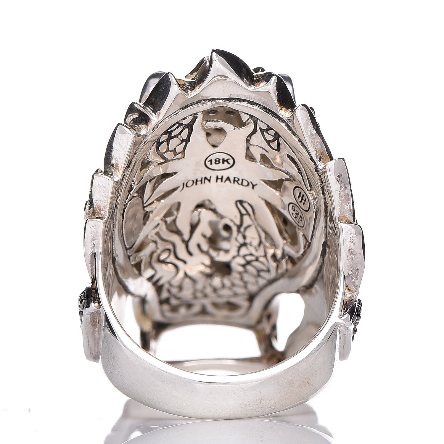 John Hardy Sterling Silver 18K Yellow Gold Ruby Black Sapphire White Sapphire Naga Head Ring 54 7 6 of 9