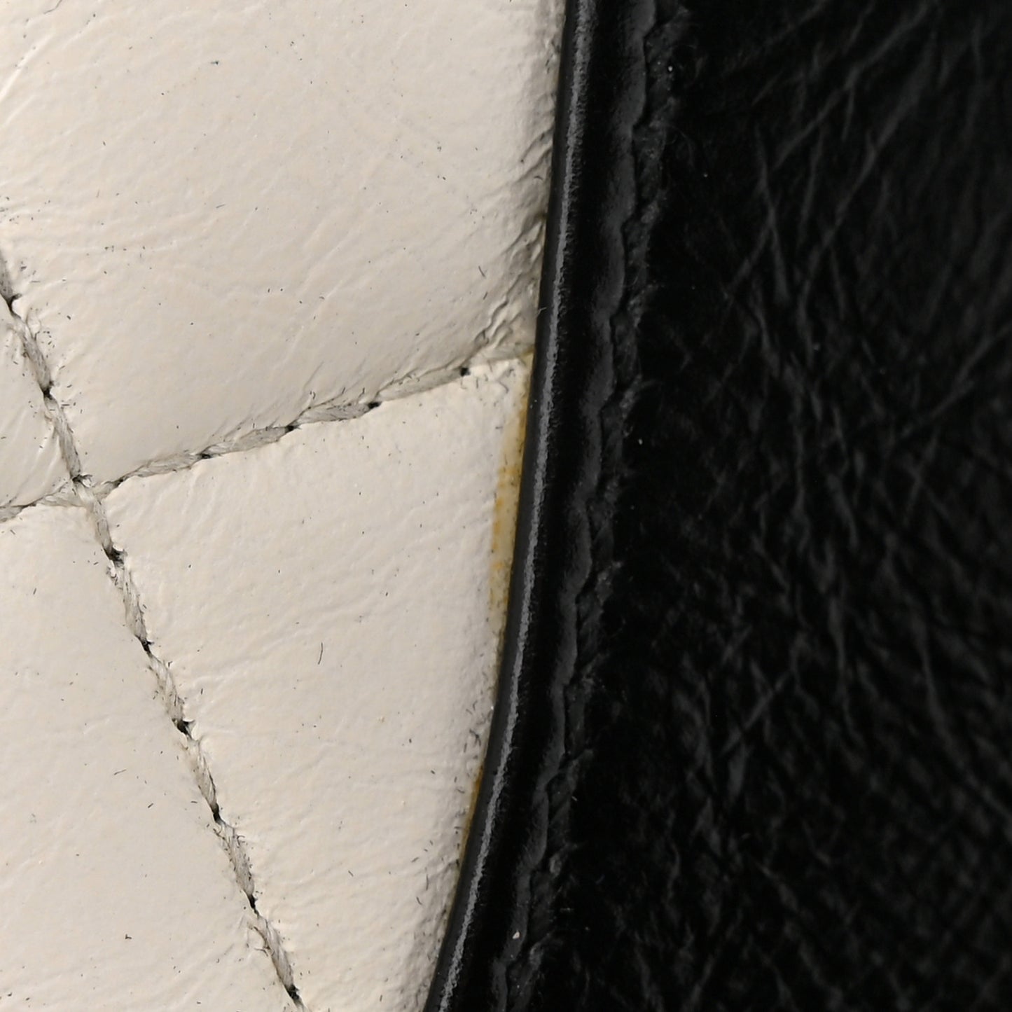 Aged Calfskin Quilted Gabrielle Wallet On Chain WOC White Black