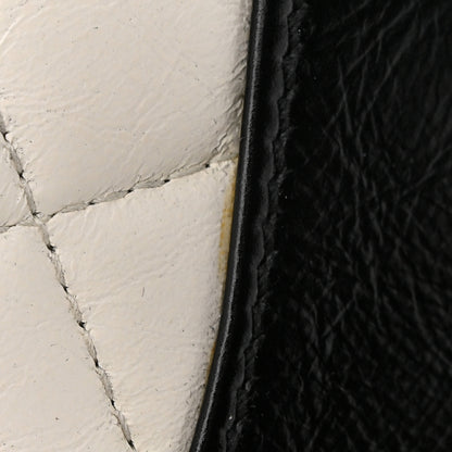 Chanel Aged Calfskin Quilted Gabrielle Wallet On Chain WOC White Black 13 of 14