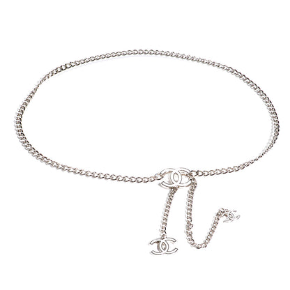 Chanel Enamel CC Chain Logo Belt Silver White 1 of 23
