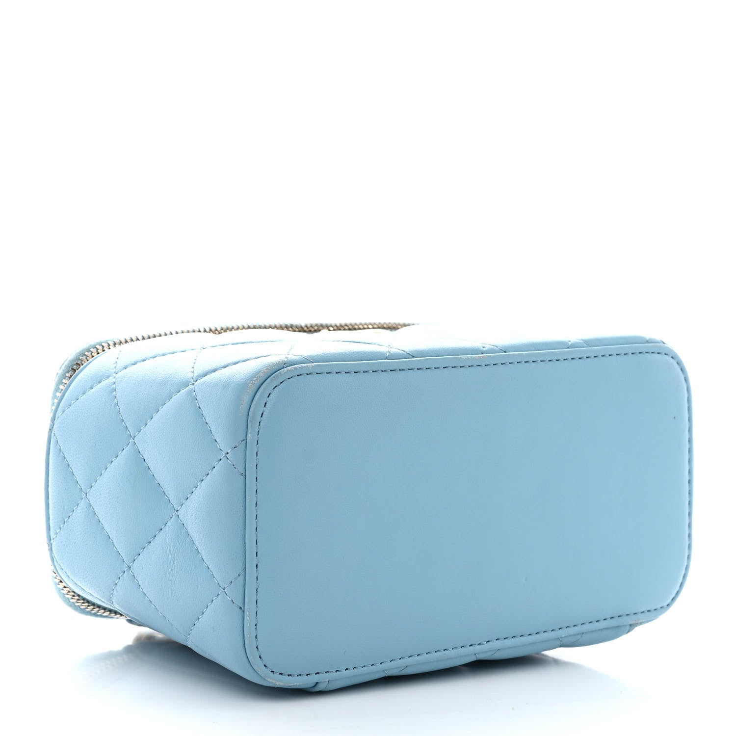 Chanel Lambskin Quilted Pearl Crush Small Vanity Case With Chain Light Blue 4 of 10