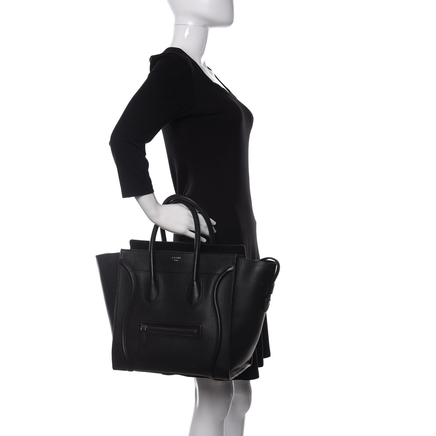 Drummed Calfskin Mini Luggage Black
