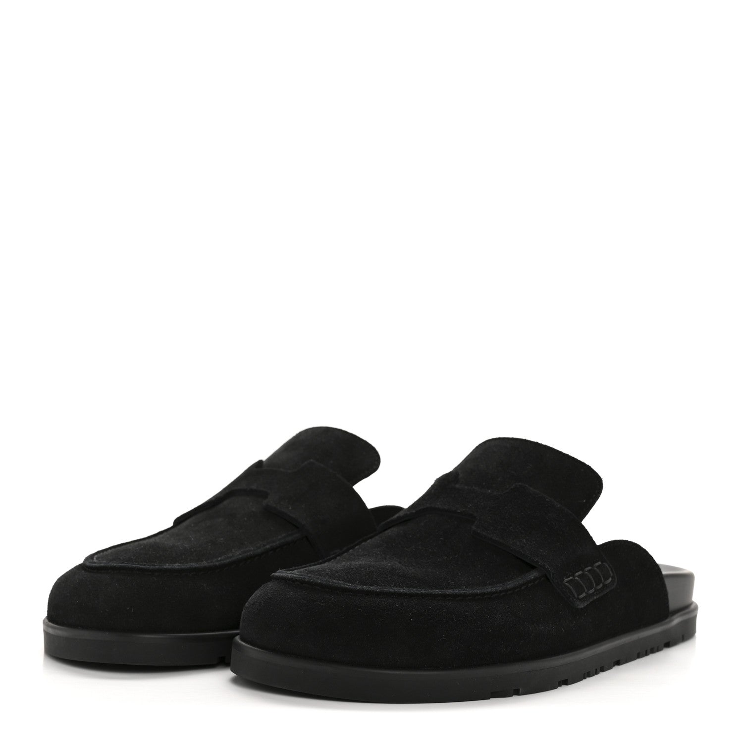 Hermes Suede Calfskin Go Mules 37.5 Black 4 of 10