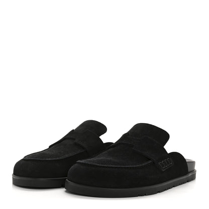 Hermes Suede Calfskin Go Mules 37.5 Black 4 of 10