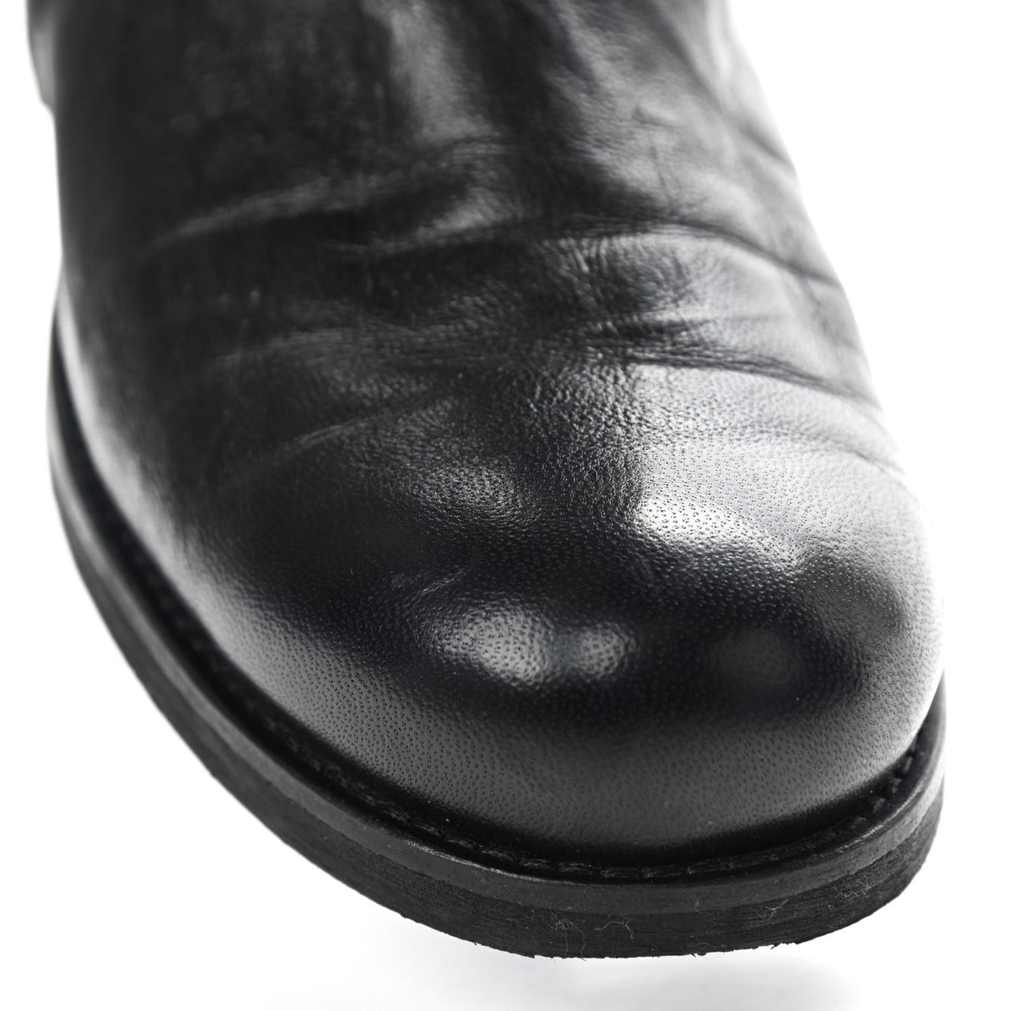 Lambskin Rabbit Fur Biker Boots 37.5 Black
