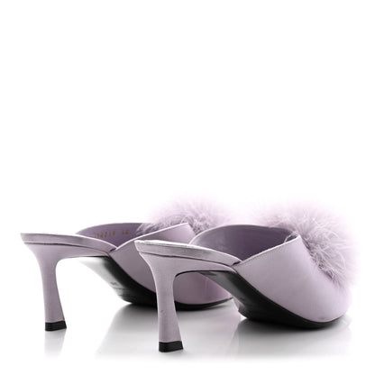 Saint Laurent Satin Feather Mae Mule Sandals 38 Soft Lila 4 of 15