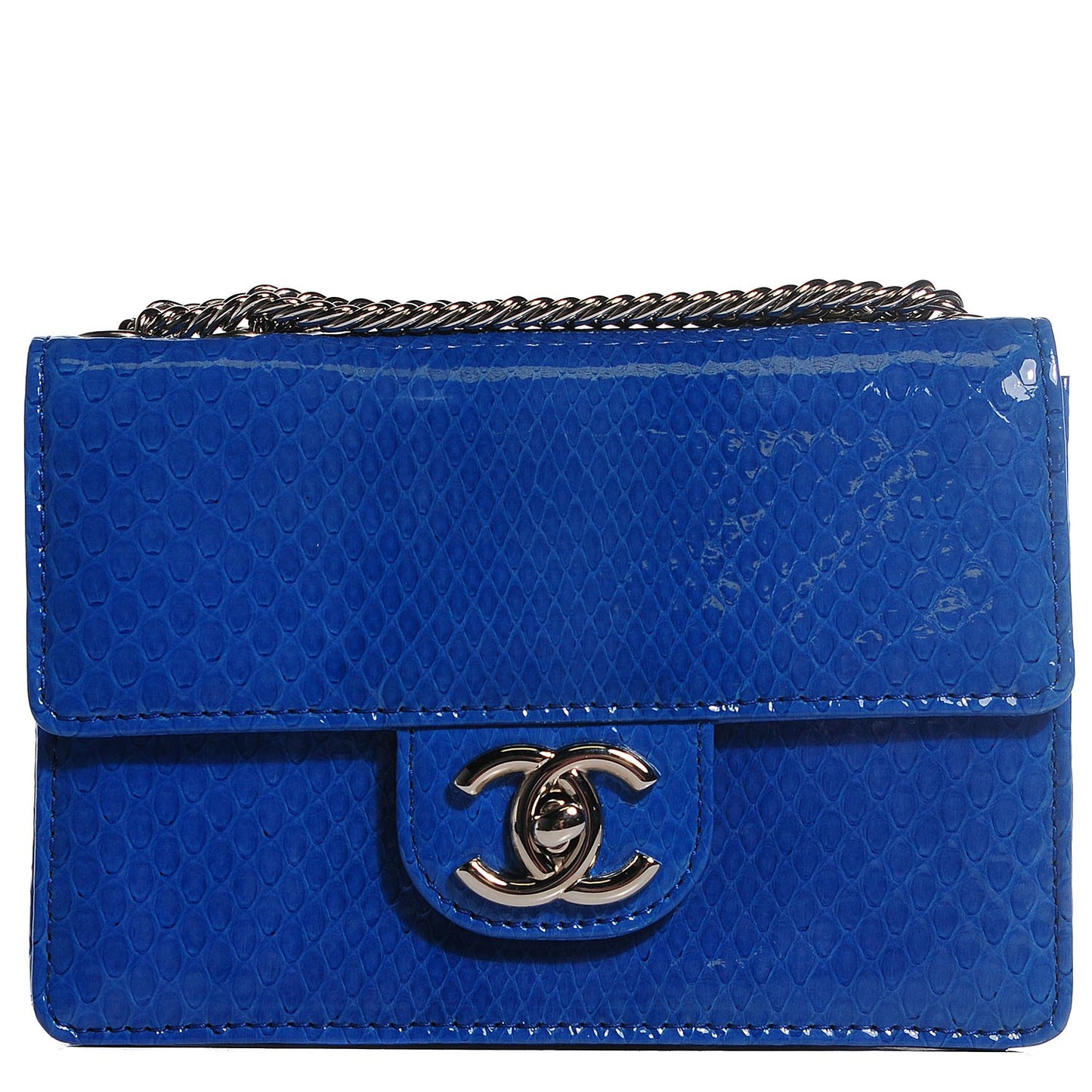 Patent Python Mini Square Flap Blue