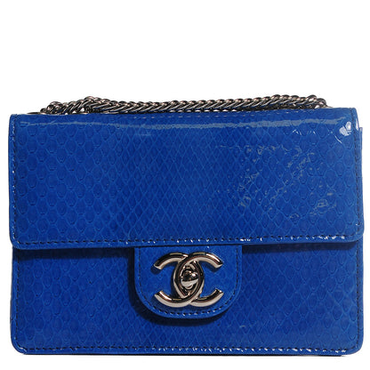 Chanel Patent Python Mini Square Flap Blue 1 of 8