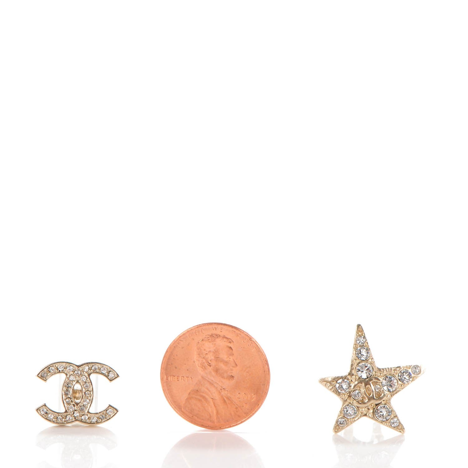 Chanel Swarovski Crystal CC Star Earphone Charms Gold 2 of 7