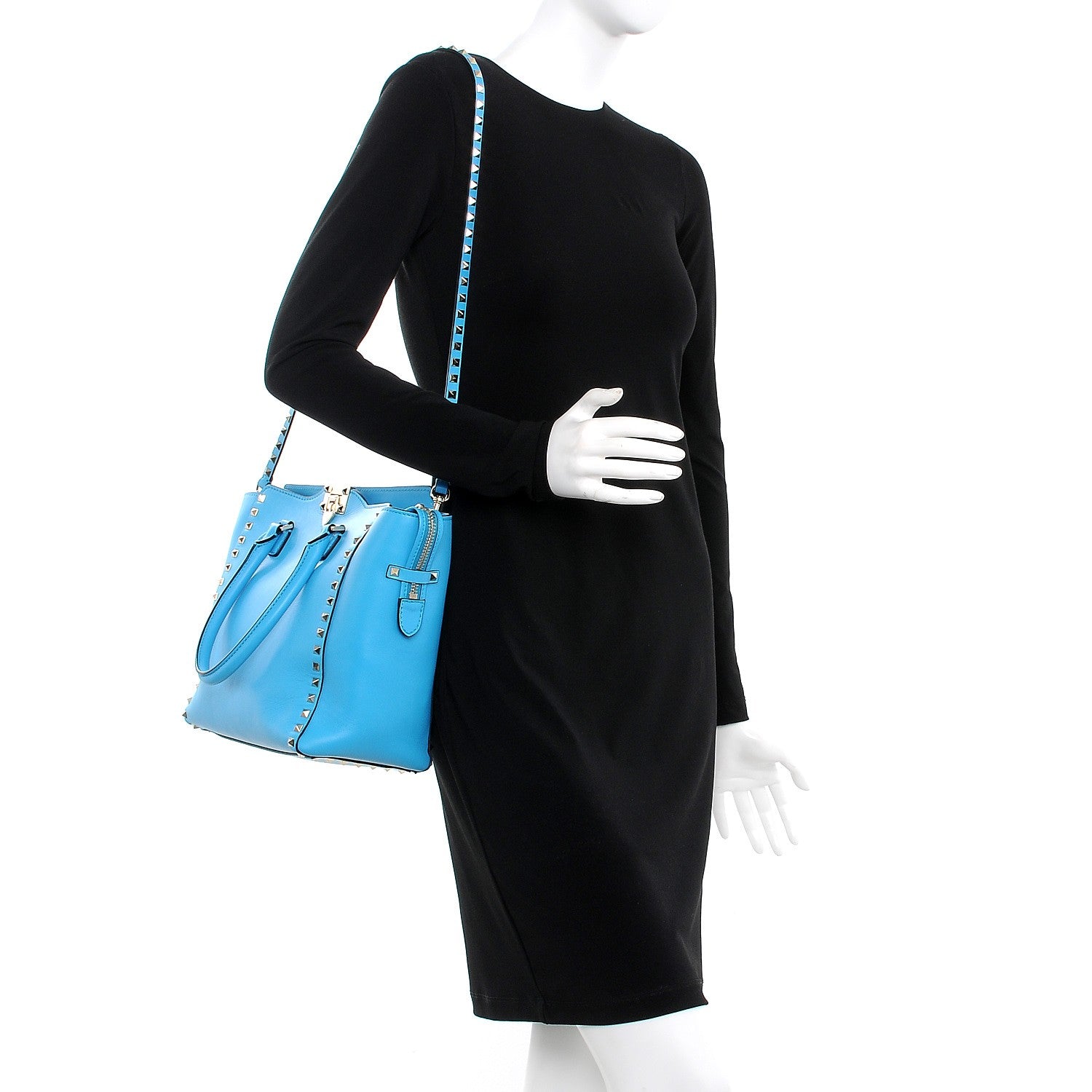 Valentino Garavani Vitello Rockstud Double Handle Tote Parrot 2 of 7