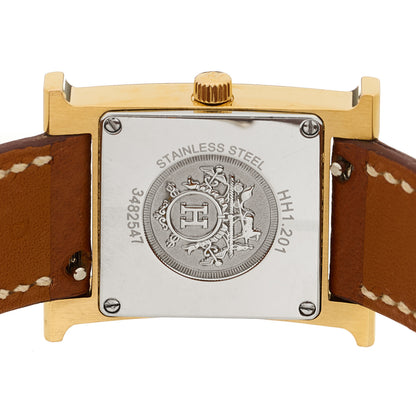 Hermes Stainless Steel Epsom 26mm Heure H Hour Quartz Watch Gold 4 of 5