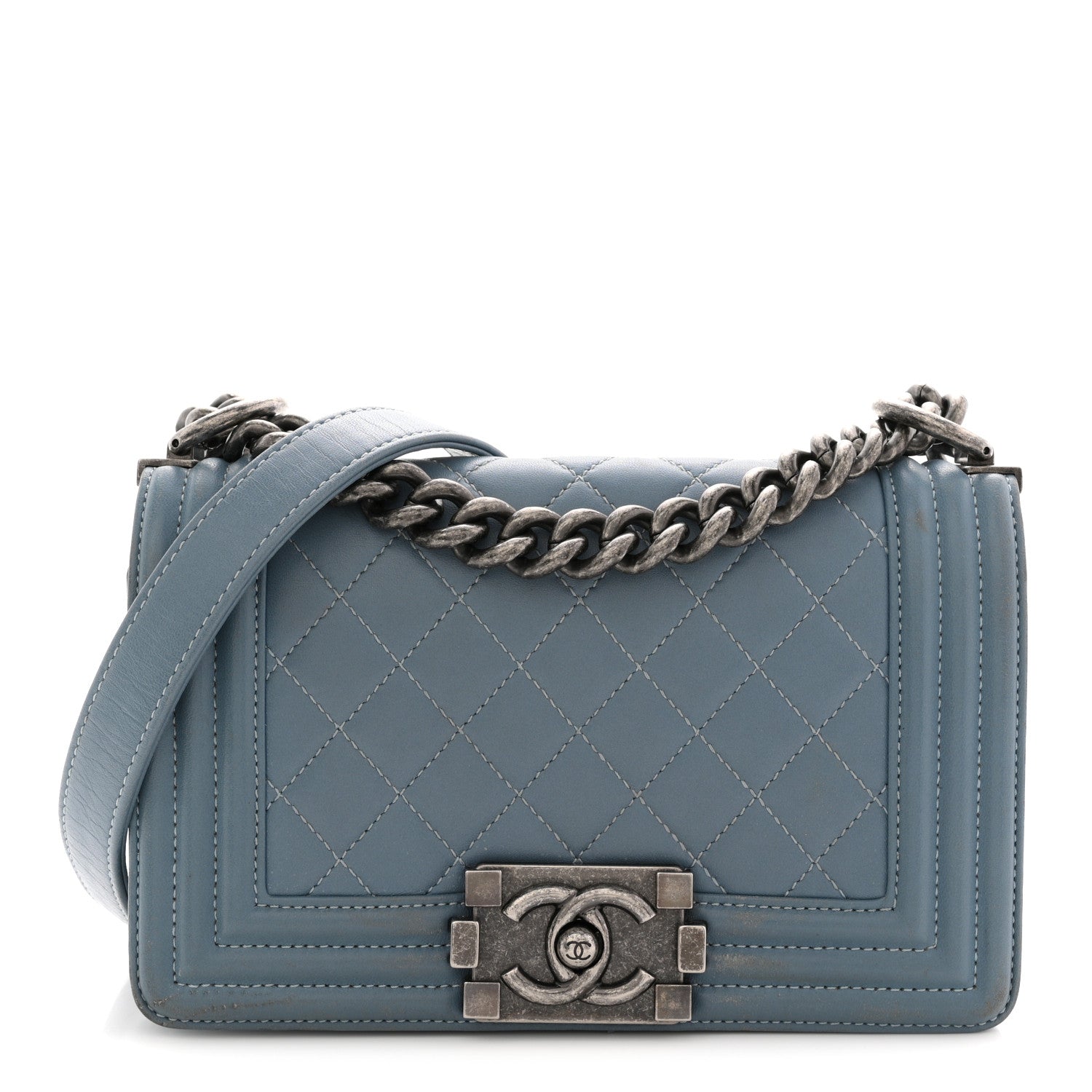 Chanel Lambskin Quilted Small Boy Flap Light Blue 1 of 13