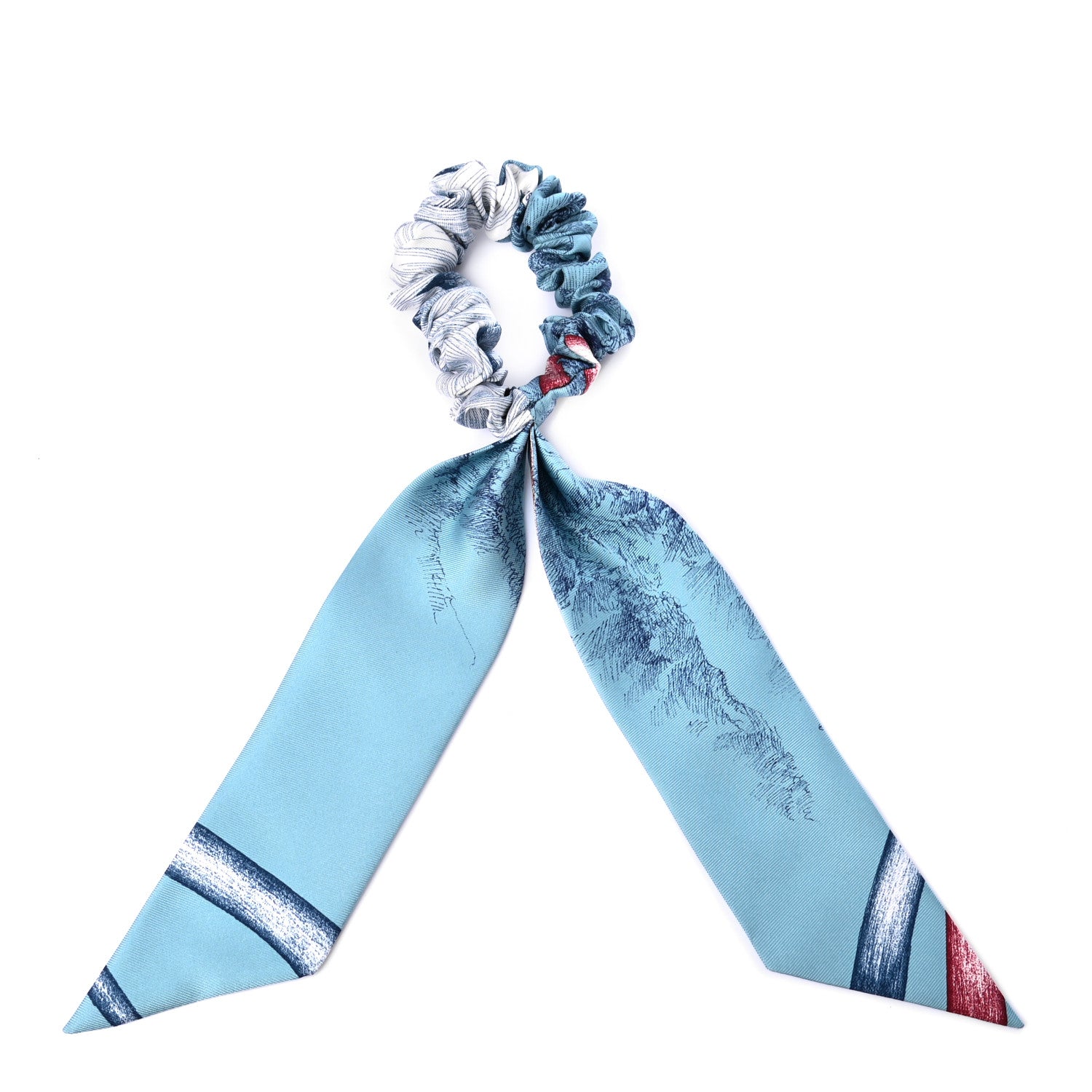 Hermes Silk Twilly Scrunchie Blue 1 of 4
