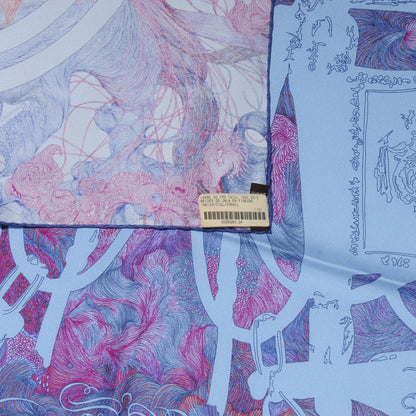 Hermes Silk Brides De Gala En Finesse Scarf 90 Indigo Ciel 5 of 5