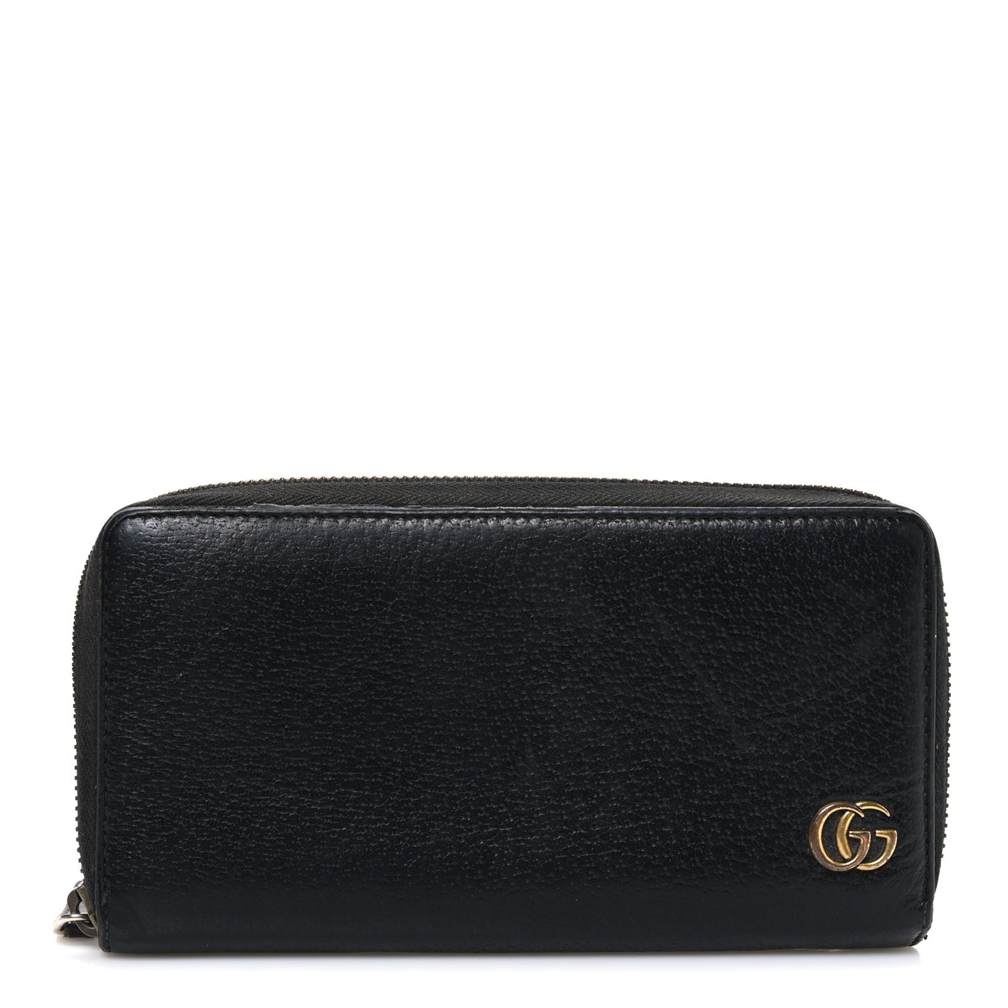 Dollar Calfskin Boar Effect GG Marmont Zip Around Wallet Black
