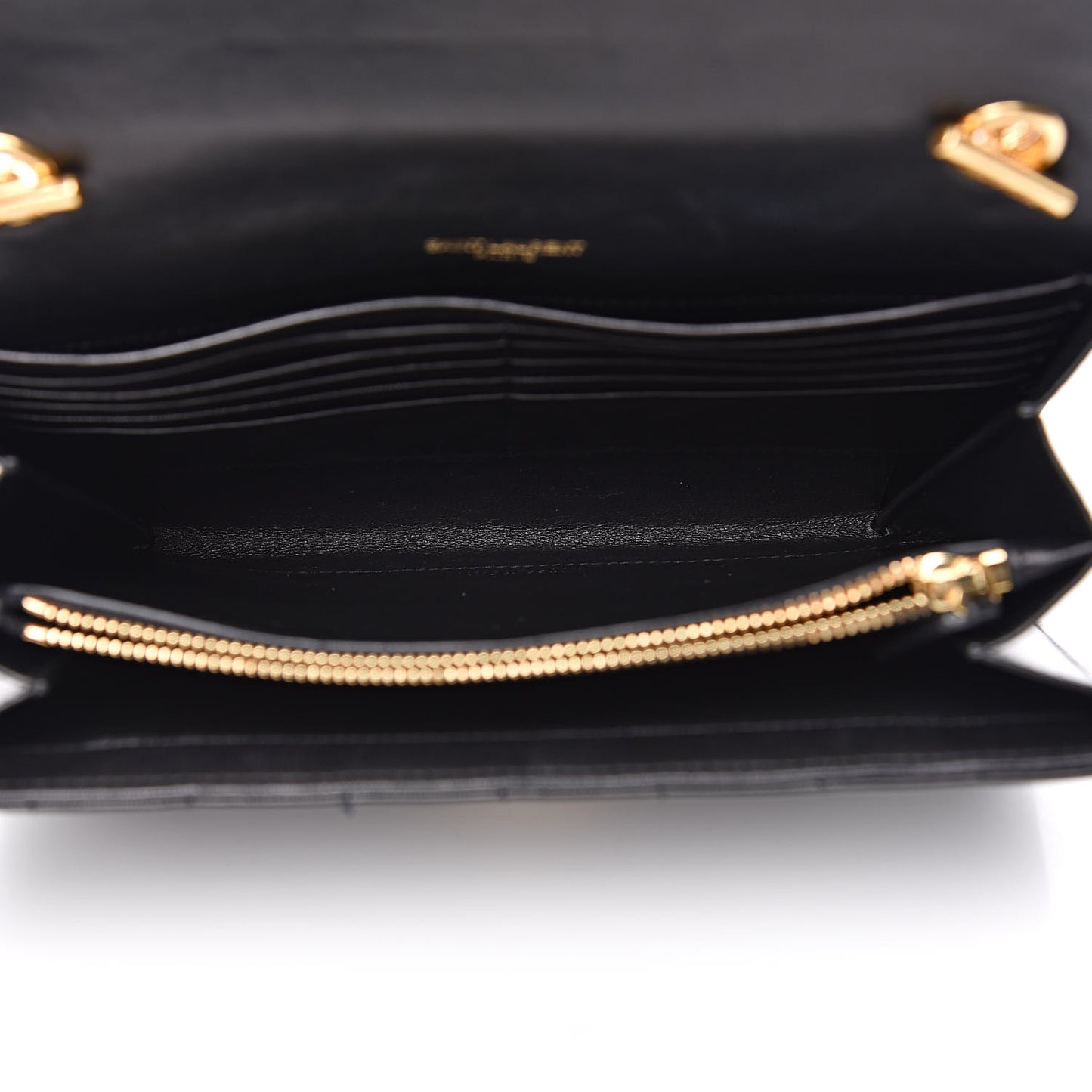 Lambskin Matelasse Monogram Vicky Chain Wallet Black
