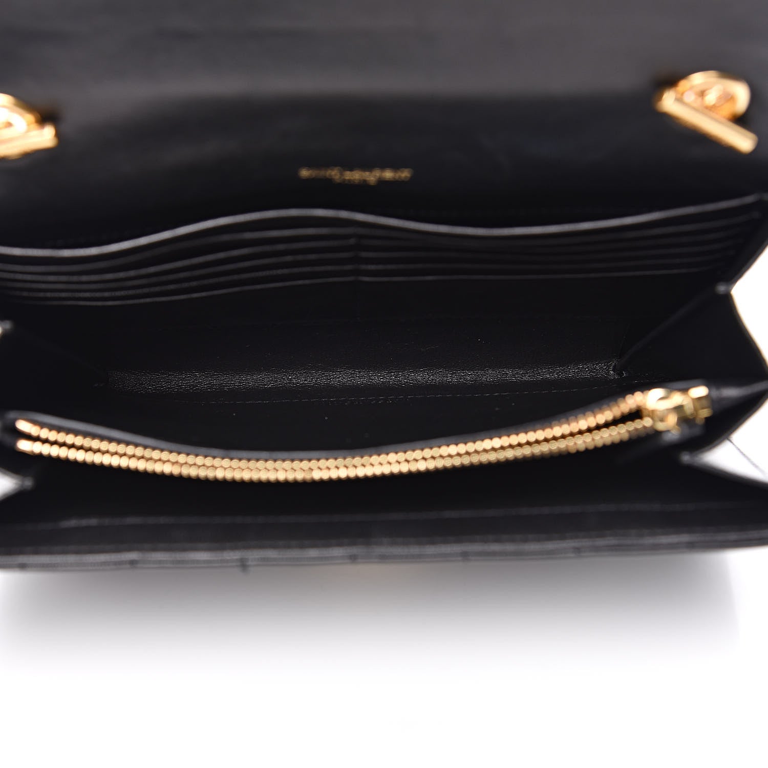 Saint Laurent Lambskin Matelasse Monogram Vicky Chain Wallet Black 5 of 13