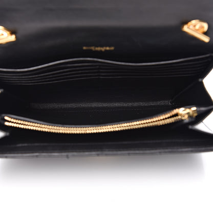 Saint Laurent Lambskin Matelasse Monogram Vicky Chain Wallet Black 5 of 13