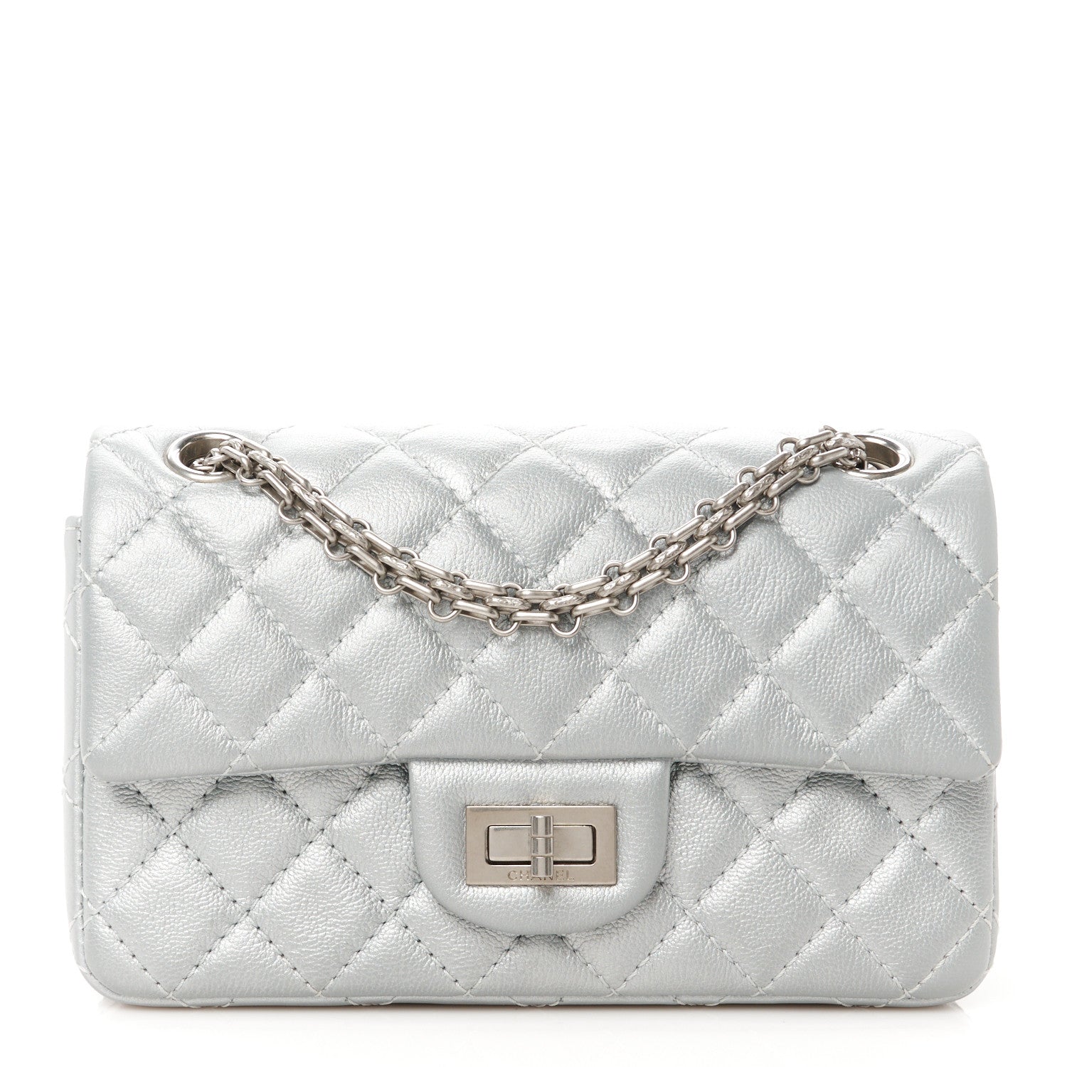 Chanel Metallic Grained Calfskin Quilted 2.55 Reissue Mini Flap Silver 1 of 10