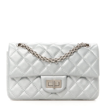 Chanel Metallic Grained Calfskin Quilted 2.55 Reissue Mini Flap Silver 1 of 10