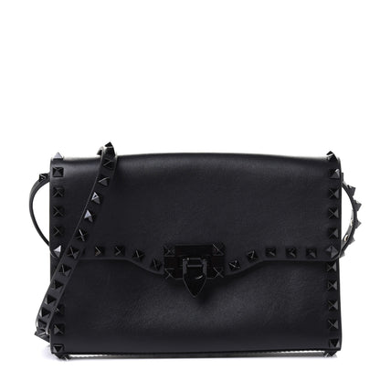 Valentino Garavani Vitello Monochrome Medium Rockstud Flip Lock Crossbody Bag Black 1 of 4