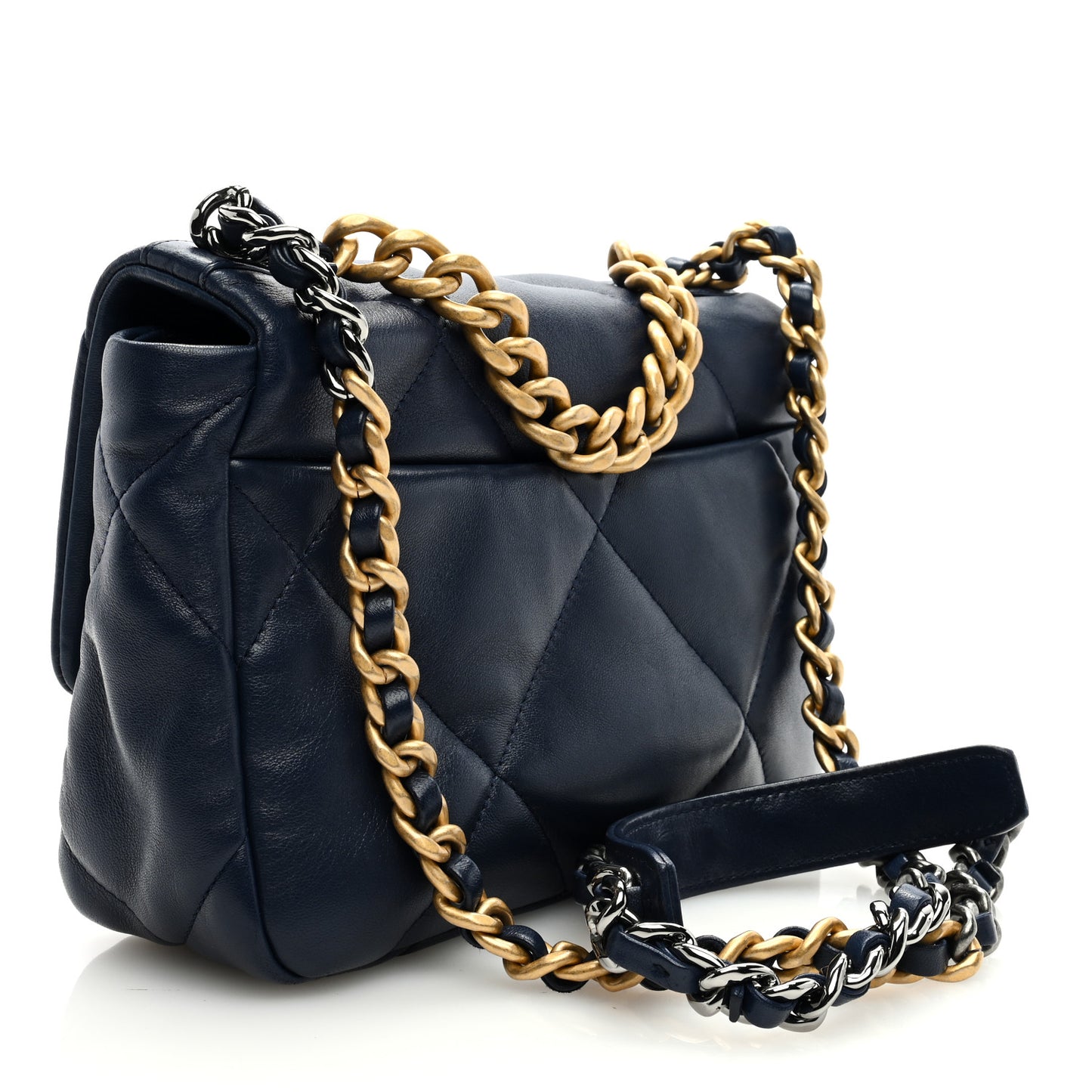 Lambskin Quilted Medium Chanel 19 Flap Navy Blue