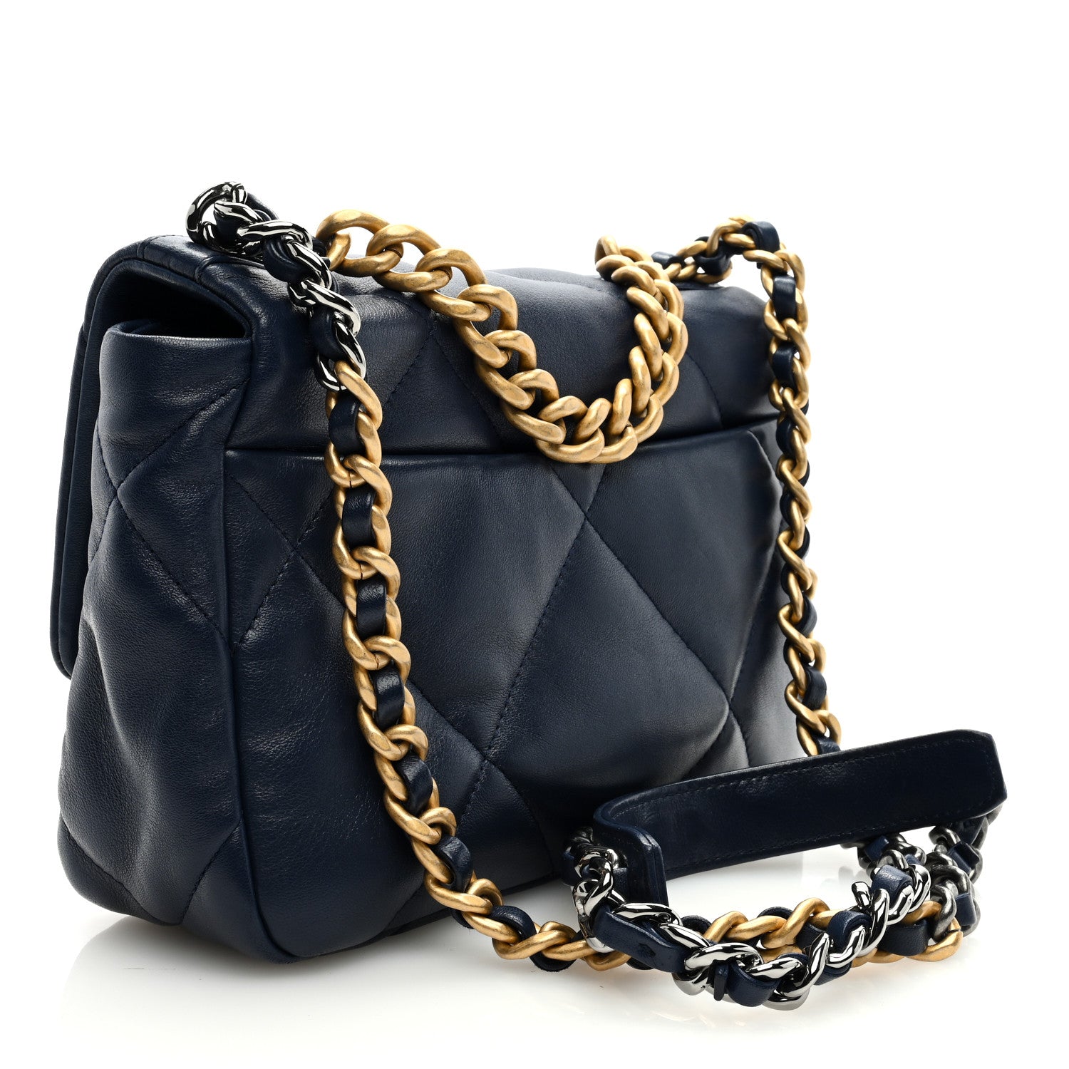 Chanel Lambskin Quilted Medium Chanel 19 Flap Navy Blue 3 of 9