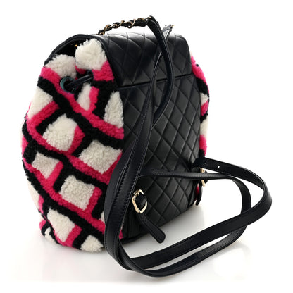 Chanel Lambskin Shearling Small Urban Spirit Backpack White Fuchsia Navy 3 of 10