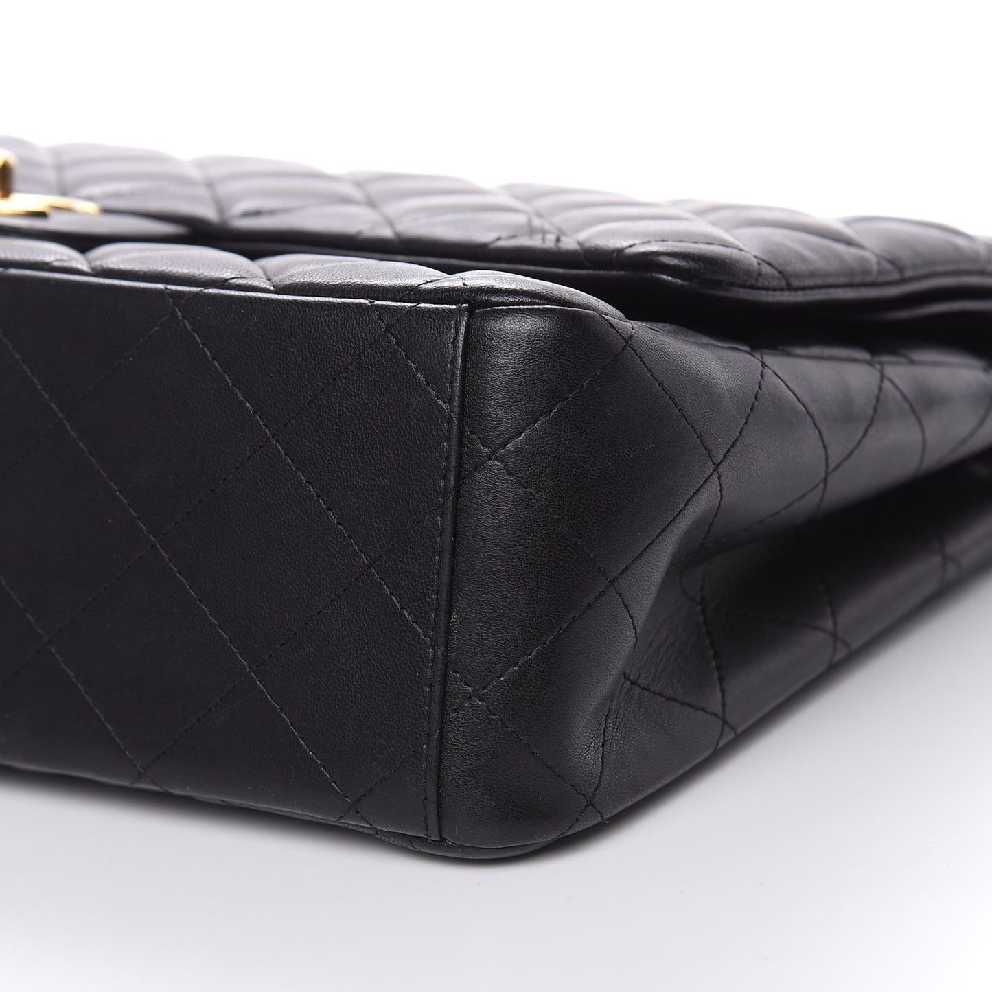Lambskin Quilted Maxi Double Flap Black