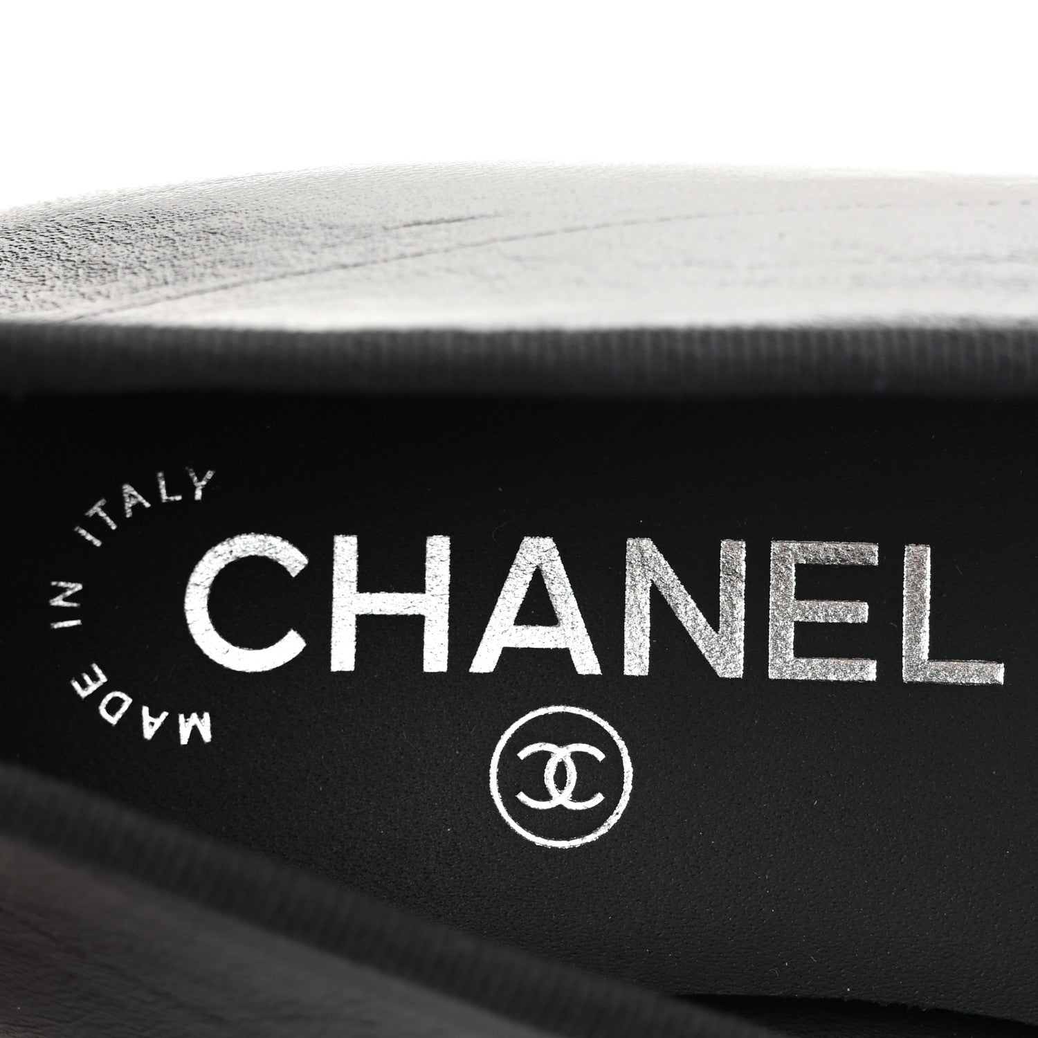 Chanel Crumpled Shiny Lambskin Cap Toe CC Ballerina Flats 36.5 Black White 7 of 10