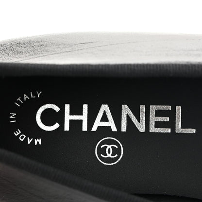 Chanel Crumpled Shiny Lambskin Cap Toe CC Ballerina Flats 36.5 Black White 7 of 10