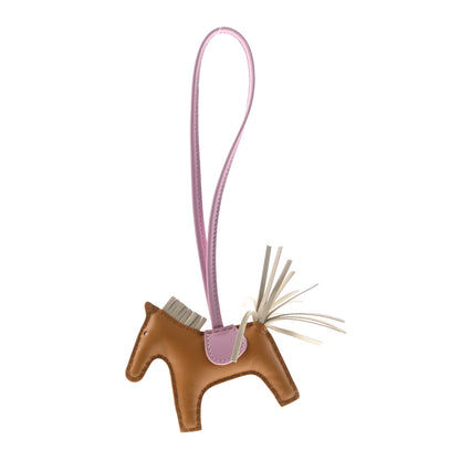 Hermes Milo Lambskin Grigri Rodeo Horse Bag Charm PM Sesame Mauve Sylvestre Craie 1 of 3