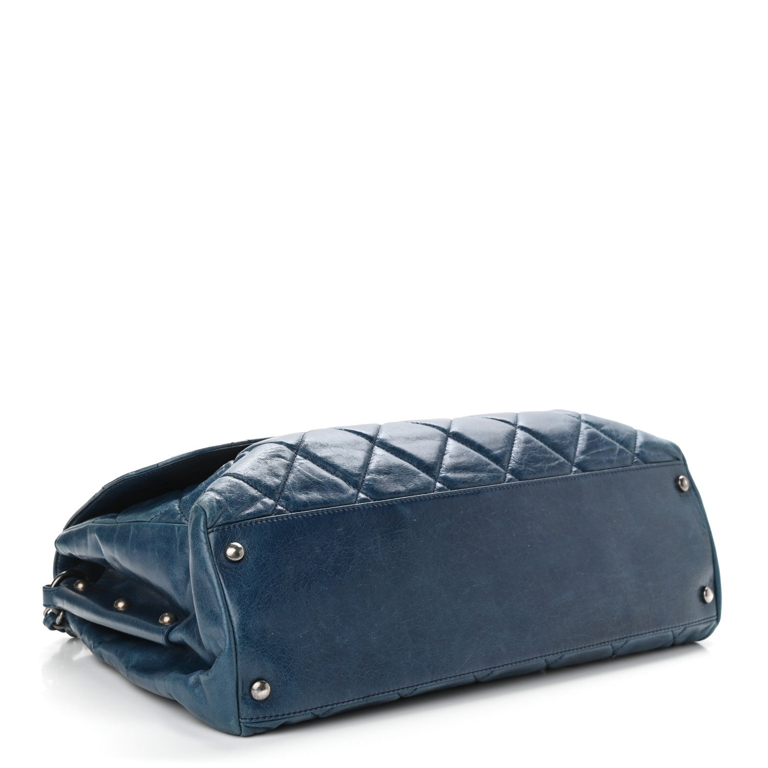 Chanel Glazed Calfskin Boy Satchel Flap Blue 4 of 11