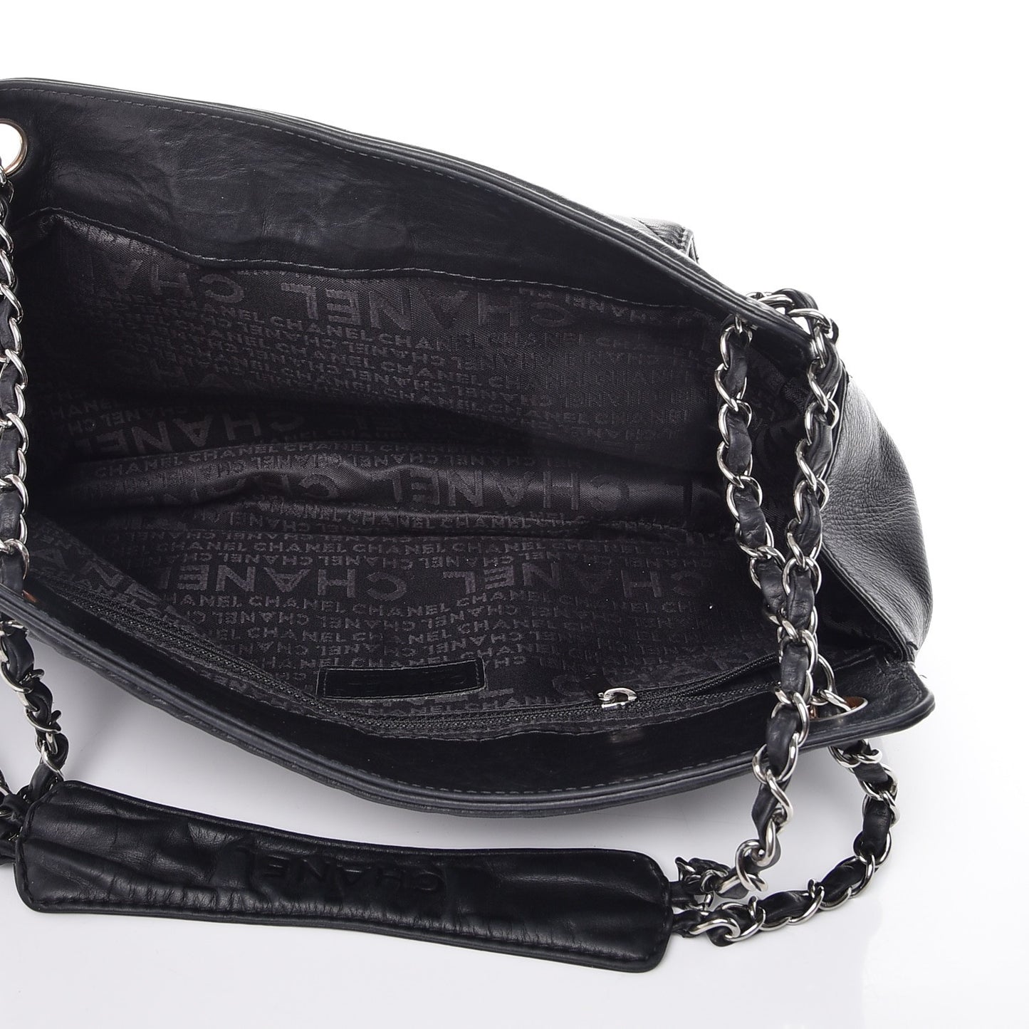 Lambskin Quilted Mademoiselle Shoulder Bag Black
